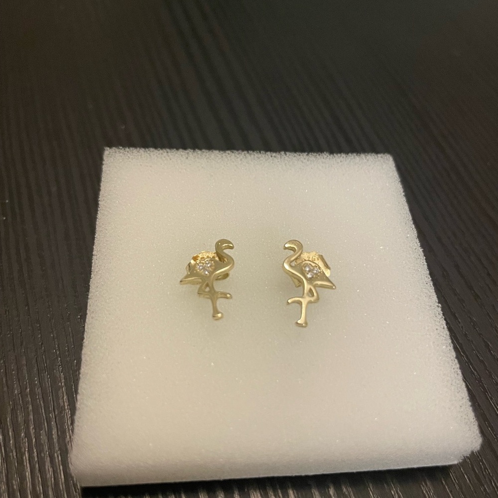 Gold Flamingo Stud Earrings